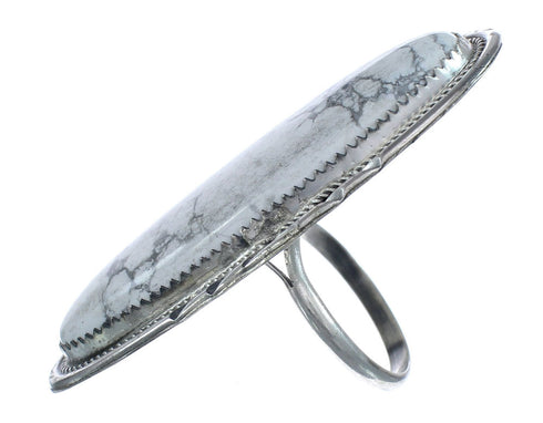 Native American Howlite Authentic Sterling Silver Ring Size 10-3/4 JX122714